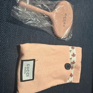 Gucci Pink Hand Mirror with Floral Pouch